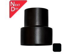 76mm (3") Swaged Round Aluminium Downpipe to 110mm Soil Pipe Adaptor - RAL 9005M Matt Black - from Rainclear Systems