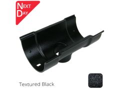 115x75mm (4.5"x3") Beaded Deep Run Cast Aluminium Double Socket Running Outlet with 63mm outlet pipe - Textured Black - Next Day Delivery