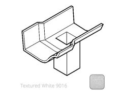 75x75m (3x3") square outlet Cast Aluminium Victorian Ogee 115mm (4.5") Gutter Running Outlet - Single Spigot/Socket - Textured 9016 White
