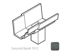 75x75 (3x3") square outlet Cast Aluminium 100 x 75mm (4"x3")  Moulded Gutter Running Outlet - Single Spigot - Textured 7012 Basalt 