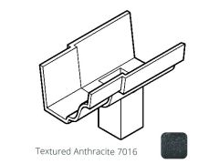 100x75mm (4x3") rectangular outlet Cast Aluminium 100 x 75mm (4"x3")  Moulded Gutter Running Outlet - Single Spigot - Textured 7016 Anthracite