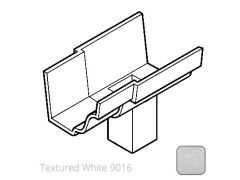 100x75mm (4x3") rectangular outlet Cast Aluminium 125x100mm (5x4") Moulded Gutter Running Outlet - Single Spigot - Textured 9016 White