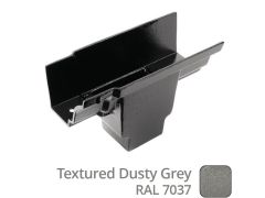 75x75 (3x3") square outlet Cast Aluminium 100 x 75mm (4"x3")  Moulded Gutter Running Outlet - Single Spigot - Textured 7037 Dusty Grey - Buy online now from Rainclear Systems