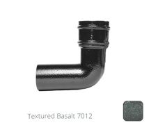 76mm (3") Cast Aluminium Downpipe 90 Degree Bend without Ears - Textured Basalt Grey RAL 7012 - from Rainclear Systems