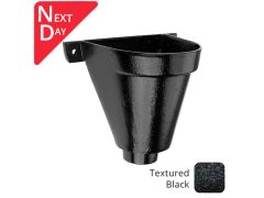 200mm Cast Aluminium Flat Back Hopper Head - 76mm outlet - Textured Black - next day delivery