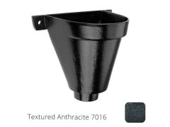 200mm Cast Aluminium Flat Back Hopper Head -63mm (2.5") Outlet - Textured Anthracite Grey RAL 7016
