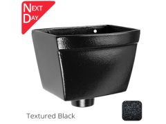 250mm Cast Aluminium Rectangular Hopper Head 100mm (4") Outlet - Textured Black - now with next day delivery