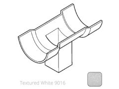 75x75 (3x3") square outlet Cast Aluminium Half Round 115mm (4.5") Gutter Running Outlet - Double Socket - Textured 9016 White