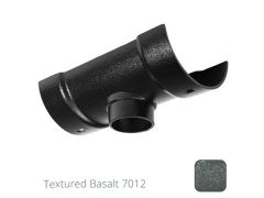 115mm (4.5") Half Round Cast Aluminium 63mm Gutter Outlet - Textured Basalt Grey RAL 7012 