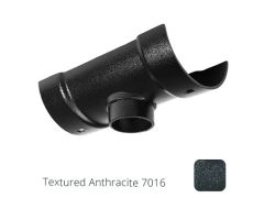 100mm (4") Half Round Cast Aluminium 76mm Gutter Outlet - Textured Anthracite Grey RAL 7016 