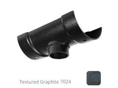 115mm (4.5")Half Round Cast Aluminium 63mm Gutter Outlet - Textured Graphite Grey RAL 7024 