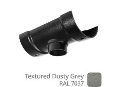 100mm (4") Half Round Cast Aluminium 63mm Gutter Outlet - Textured Dusty Grey RAL 7037