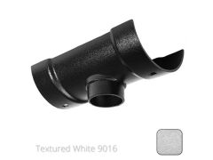 115mm (4.5") Half Round Cast Aluminium 63mm Gutter Outlet - Textured Traffic White RAL 9016 