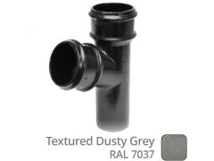 76mm (3") Cast Aluminium Downpipe 112 Degree Branch without Ears - Textured Dusty Grey RAL 7037
