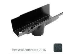 100 x 75mm (4"x3") Moulded Ogee Cast Aluminium 63mm Gutter Outlet - Textured Anthracite Grey RAL 7016 
