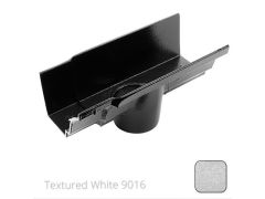 100 x 75mm (4"x3") Moulded Ogee Cast Aluminium 63mm Gutter Outlet - Textured Traffic White RAL 9016 