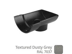 115mm (4.5") Half Round Cast Aluminium 63mm Stop End Socket Outlet - Textured Dusty Grey RAL 7037