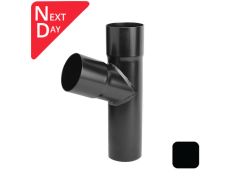 76mm (3") Swaged Aluminium Downpipe 112 Degree Branch without Ears - RAL 9005m Matt Black