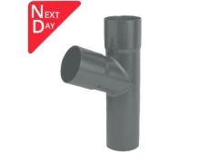 76mm (3") Swaged Aluminium Downpipe 112 Degree Branch without Ears - RAL 7016m Anthracite Grey