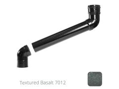 63mm (2.5") Cast Aluminium Downpipe 400mm (max) Adjustable Offset - Textured Basalt Grey RAL 7012 - from Rainclear Systems