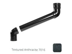63mm (2.5") Cast Aluminium Downpipe 400mm (max) Adjustable Offset - Textured Anthracite Grey RAL 7016 