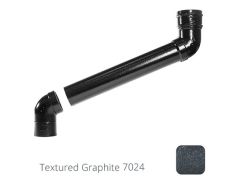 63mm (2.5") Cast Aluminium Downpipe 400mm (max) Adjustable Offset - Textured Graphite Grey RAL 7024 