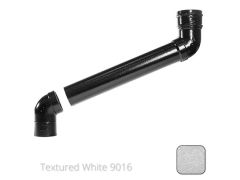 63mm (2.5") Cast Aluminium Downpipe 400mm (max) Adjustable Offset - Textured Traffic White RAL 9016 