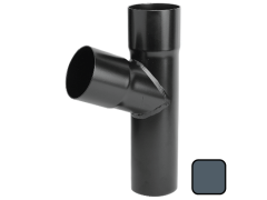 63mm (2.5") Swaged Aluminium Downpipe 112 Degree Branch without Ears - RAL 7016m Anthracite Grey