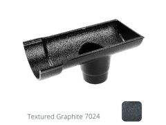 115mm (4.5") Beaded Half Round Cast Aluminium Stop-end Socket Outlet with 63mm outlet pipe - Textured Graphite Grey RAL 7024