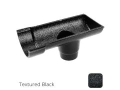 115mm (4.5") Beaded Half Round Cast Aluminium Stop-end Socket Outlet with 63mm outlet pipe - Textured Black