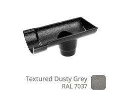 115mm (4.5") Beaded Half Round Cast Aluminium Stop-end Socket Outlet with 63mm outlet pipe - Textured Dusty Grey RAL 7037