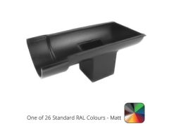 115mm (4.5") Beaded Half Round Cast Aluminium Stop-end Socket Outlet with 75x75mm square outlet pipe - One of 26 Standard Matt RAL colours TBC