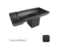 115mm (4.5") Beaded Half Round Cast Aluminium Stop-end Socket Outlet with 75x75mm square outlet pipe - Textured Black