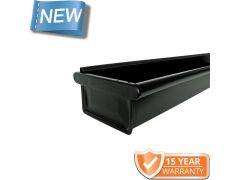 120x75mm Box Profile Black Coated Galvanised Steel Gutter - Pre-Fab Left-Hand Stopend including 1m Length