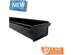 120x75mm Box Profile Black Coated Galvanised Steel Gutter - Pre-Fab Right-Hand Stopend including 1m Length