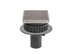 Harmer C400/ESS - 110mm Cast Iron Vertical Outlet, Extension Piece & Adjustable Square Stainless Steel Grate