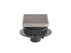 Harmer C400T/ESS - 4"BSP Thread Cast Iron Vertical Outlet, Extension Piece & Adjustable Square Stainless Steel Grate