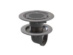 Harmer C490T/DF - 4"BSP Thread Cast Iron Double Flange 90deg Outlet with Flat Grate
