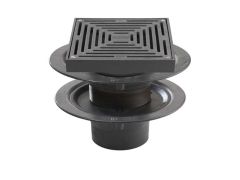 Harmer C400LT/DS - Large Sump 4"BSP Thread Cast Iron Double Flange Vertical Outlet with Flat Square Grate