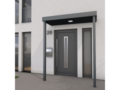 BS200 Aluminium Canopy with 2 Posts and LED light - 200x90cm - RAL7016 Anthracite Grey
