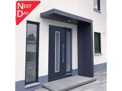 BS160 Aluminium Rect. Canopy 160x90cm with RH Side Panel plus LED light - Anthracite Grey