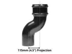 100mm (4") Cast Iron Downpipe Offset 115mm (4.5") Projection - Black