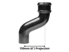 65mm (2.5") Cast Iron Downpipe Offset 150mm (6") Projection - Black