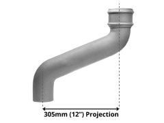 65mm (2.5") Cast Iron Downpipe Offset 305mm (12") Projection - Primed