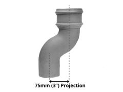 65mm (2.5") Cast Iron Downpipe Offset 75mm (3") Projection - Primed