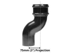 65mm (2.5") Cast Iron Downpipe Offset 75mm (3") Projection - Black