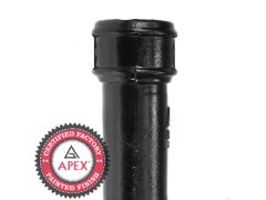 100mm (4") x 1.83m Cast Iron Downpipe without Ears - Black