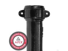 75mm (3") x 0.9m Cast Iron Downpipe with Ears - Black 