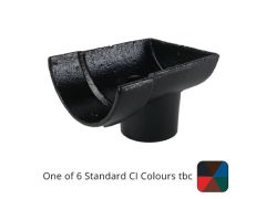 125mm (5") Half Round Cast Iron 65mm (2.5") Drop End Gutter Outlet - External - One of 6 CI Standard RAL Colours TBC