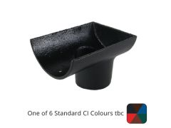 125mm (5") Half Round Cast Iron 65mm (2.5") Drop End Gutter Outlet - Internal - One of 6 CI Standard RAL Colours TBC